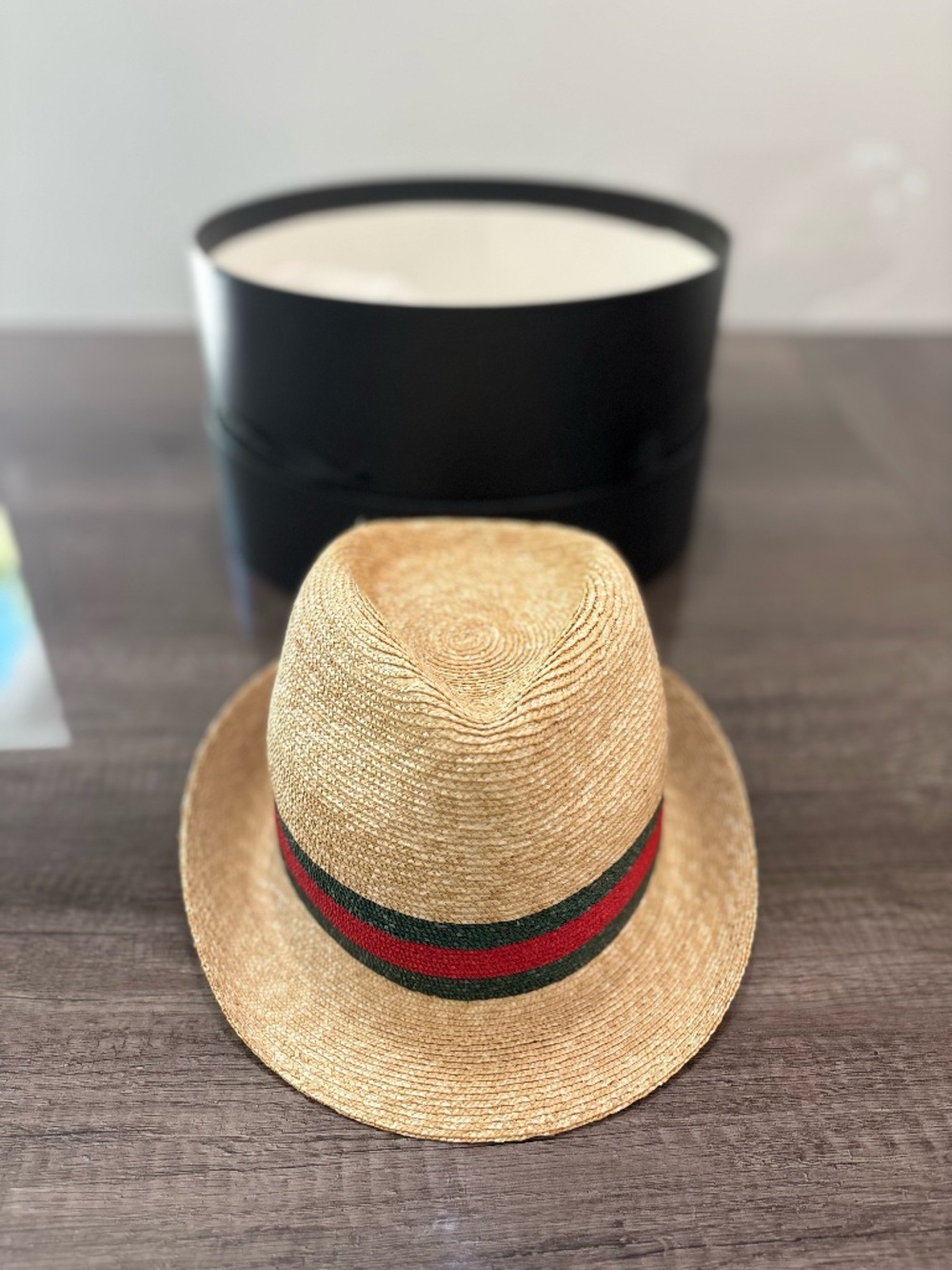 Gucci Straw Fedora with Web Stripe Band